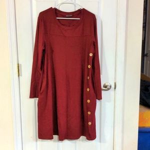 Long sleeve dress with side button detail